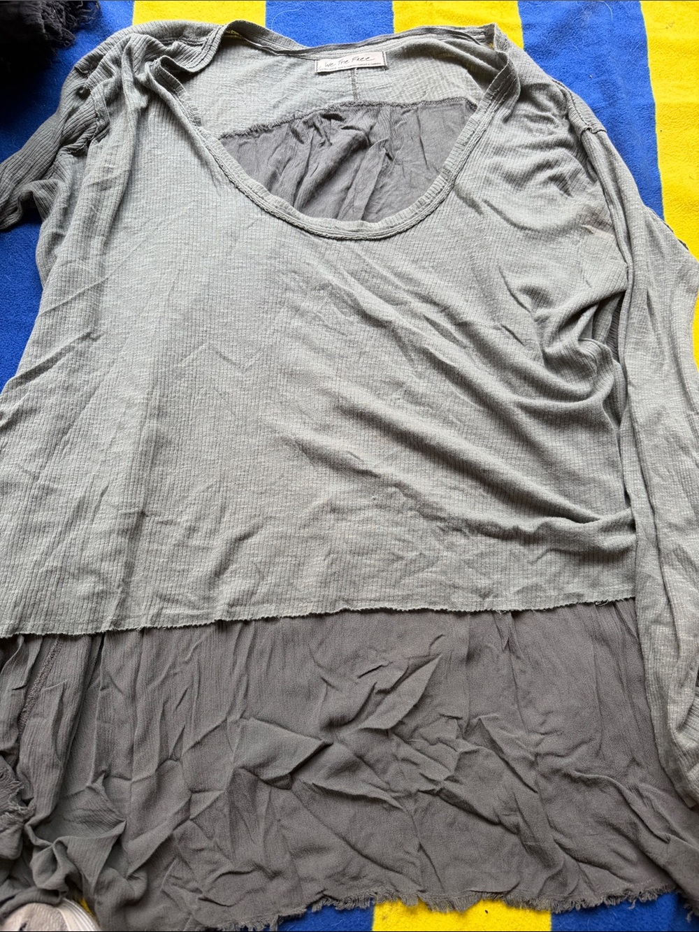 We The Free Layered Long Sleeve Top in Light Gray